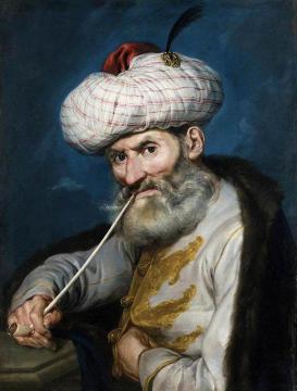 Portrait of a Smoking Man in Oriental Habit Artwork by Giacomo Ceruti