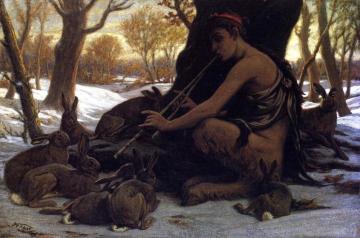 Marsyas Enchanting The Hares Artwork by Elihu Vedder