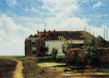Farm Beside Canal In Polder Artwork by Johan Hendrik Weissenbruch