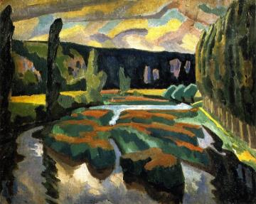River With Poplars Artwork by Roger Fry