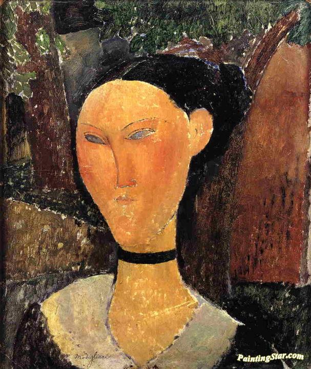 Woman with Velvet Ribbon Artwork by Amedeo Modigliani