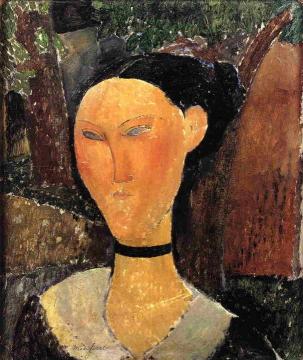 Woman with Velvet Ribbon Artwork by Amedeo Modigliani