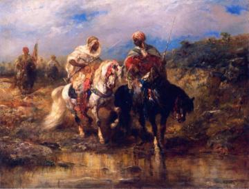 Horseman at a Watering Hole Artwork by Adolf Christian Schreyer