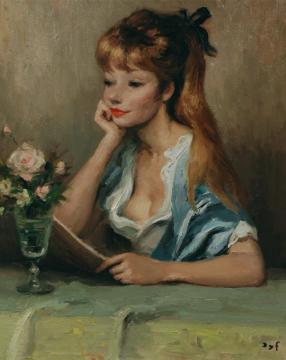 Romantic Girl Artwork by Marcel Dyf