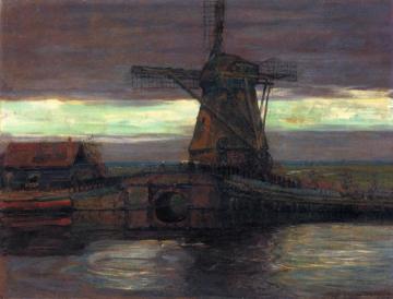 Stammer Mill With Streaked Sky Artwork by Piet Mondrian