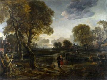 An Evening View Near A Village Artwork by Aert van der Neer