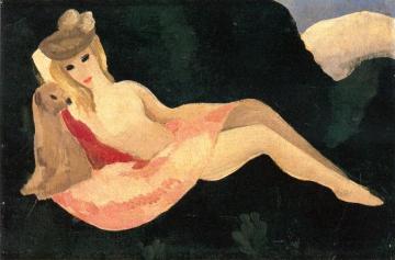 Nude With Dog Artwork by Marie Laurencin
