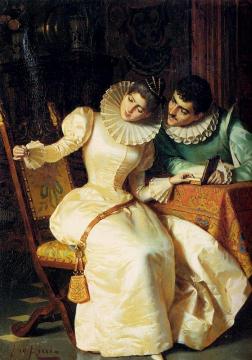 Elegant Couple In Interior Artwork by Pio Ricci