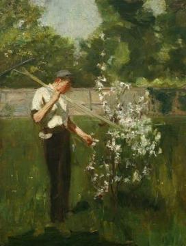 Boy with a Grass Rake Artwork by Henry Scott Tuke