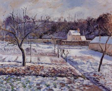 L'Hermitage, Pontoise: Snow Effect Artwork by Camille Pissarro