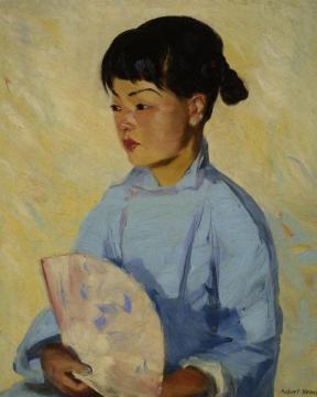 Chinese Girl With Fan Artwork by Robert Henri