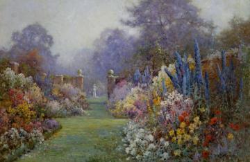 A Summer Garden Artwork by Alfred Fontville de Breanski