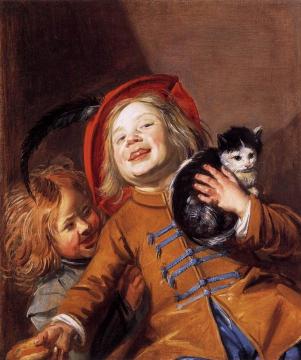 Two Children with a Cat Artwork by Judith Leyster