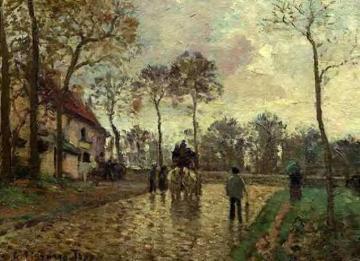 The Stagecoach at Louveciennes Artwork by Camille Pissarro
