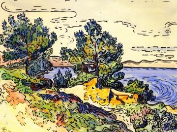 Coastal Landscape with Trees Artwork by Paul Signac