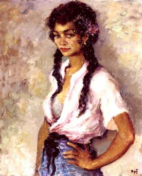 Young Gypsy Woman Artwork by Marcel Dyf