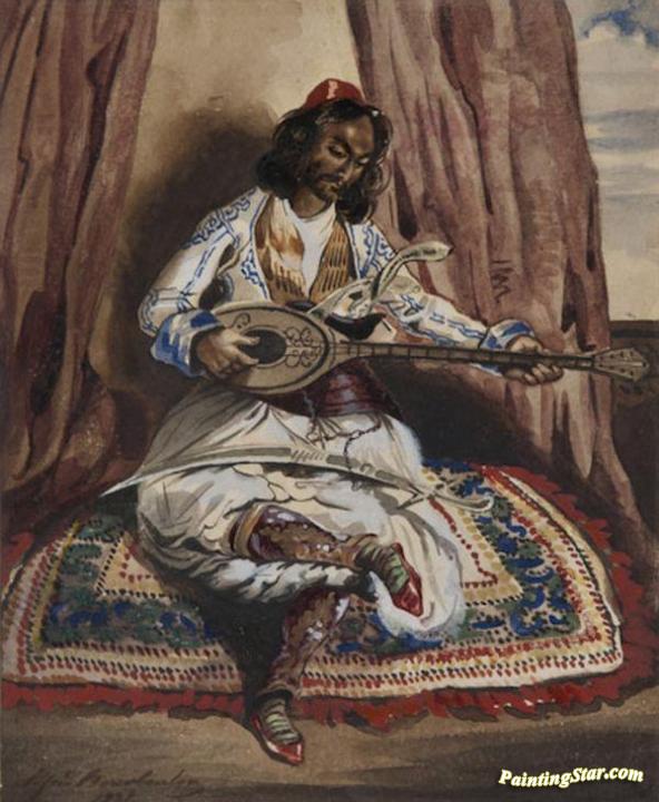 Bazouki Player Artwork by Alfred Bourboulon