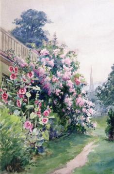 Hollyhocks Artwork by Julia Sulzer Griffith