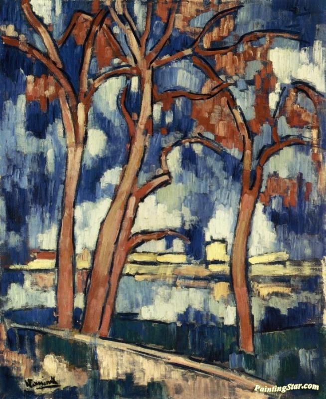 Landscape With Red Trees - Chatou Artwork by Maurice De Vlaminck