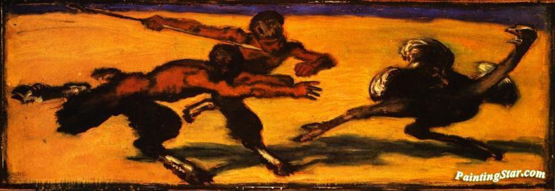 Ostrich Hunt Artwork by Franz von Stuck