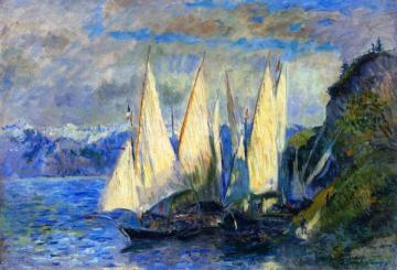Boats With Large Sails On The Lac Léman At Meillerie In Haute-savoie Artwork by Albert Lebourg