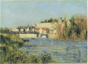 View of a Town in the Sun from across the River Artwork by Gustave Loiseau