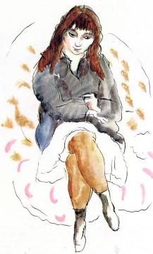 Young Woman Seated Artwork by Jules Pascin