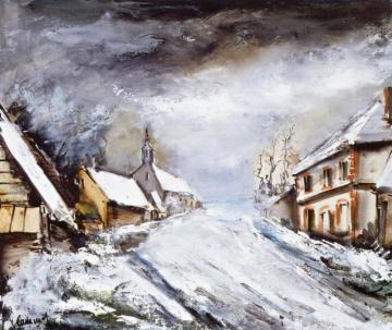 View Of A Village In The Snow Artwork by Maurice De Vlaminck