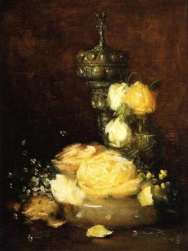 Silver Chalice With Roses Artwork by Julian Alden Weir