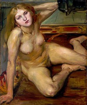 Nude Girl on a Rug Artwork by Lovis Corinth