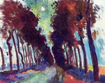 Road Bordered by Trees Artwork by Raoul Dufy