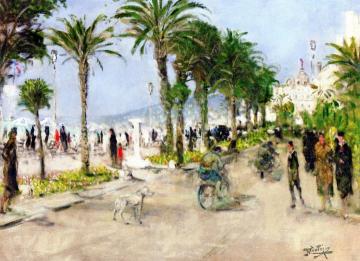 Les Palmiers Sur La Promenade Des Anglais à Nice Artwork by Pierre Eugène Montézin