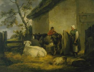 Cowherd and Milkmaid Artwork by George Morland
