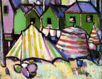Bathing Boxes And Tents At St. Palais Artwork by John Duncan Fergusson