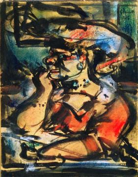 Whore Leaning On Elbows Artwork by Georges Rouault