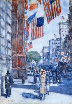 Flags, Fifth Avenue Artwork by Frederick Childe Hassam