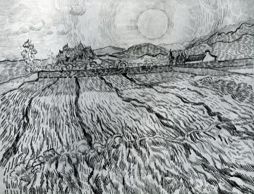 Enclosed Field behind Saint-Paul Hospital: Rising Sun Artwork by Vincent Van Gogh