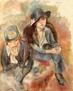 Hermine David and Friend Artwork by Jules Pascin