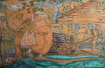 In The Village Artwork by Boris Grigoriev