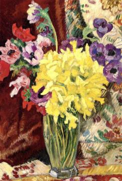 Anemones And Jonquils In A Crystal Vase Artwork by Louis Valtat