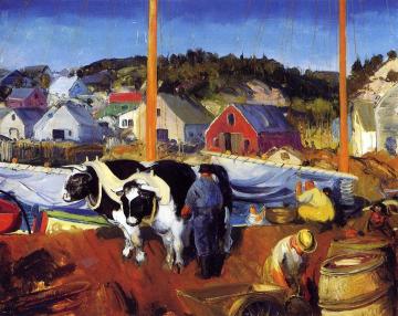 Ox Team, Wharf at Matinicus Artwork by George Wesley Bellows