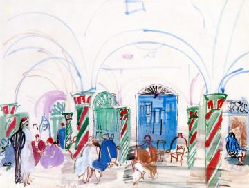 Cafe in Tunis Artwork by Raoul Dufy