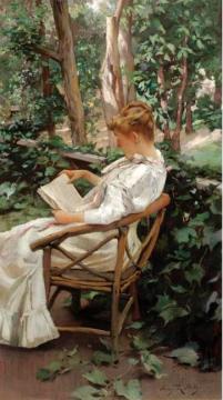 Reading in the Garden Artwork by Irving R. Wiles