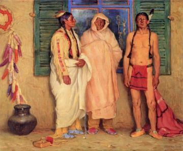 Three Taos Indians Artwork by Joseph Henry Sharp