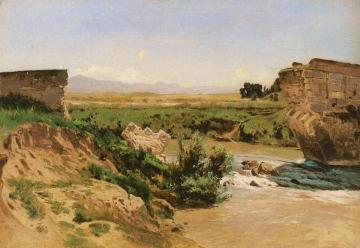 Ruined bridge on a river Artwork by Carl Eduard Schuch