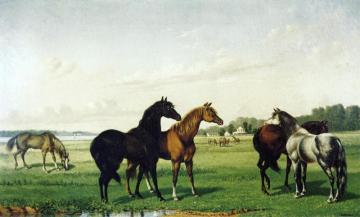 Horses In A Pasture Artwork by William Aiken Walker