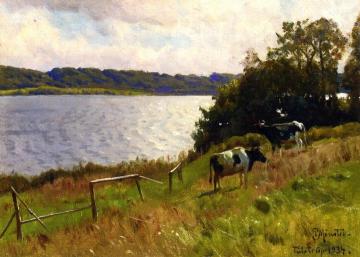 Cows Grazing at Tulstrup, Denmark Artwork by Peder Mork Monsted