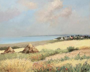 Wheat Fields And Haystacks Artwork by Marcel Dyf