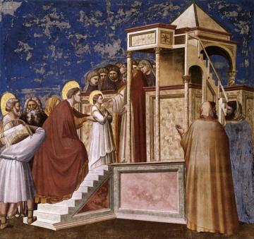 Scenes From The Life Of The Virgin: 2. Presentation Of The Virgin In The Temple (cappella Scrovegni (arena Chapel), Padua) Artwork by Giotto di Bondone