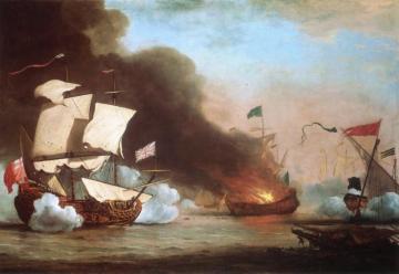 An English Ship In Action With Barbary Pirates Artwork by Willem van de Velde the Younger